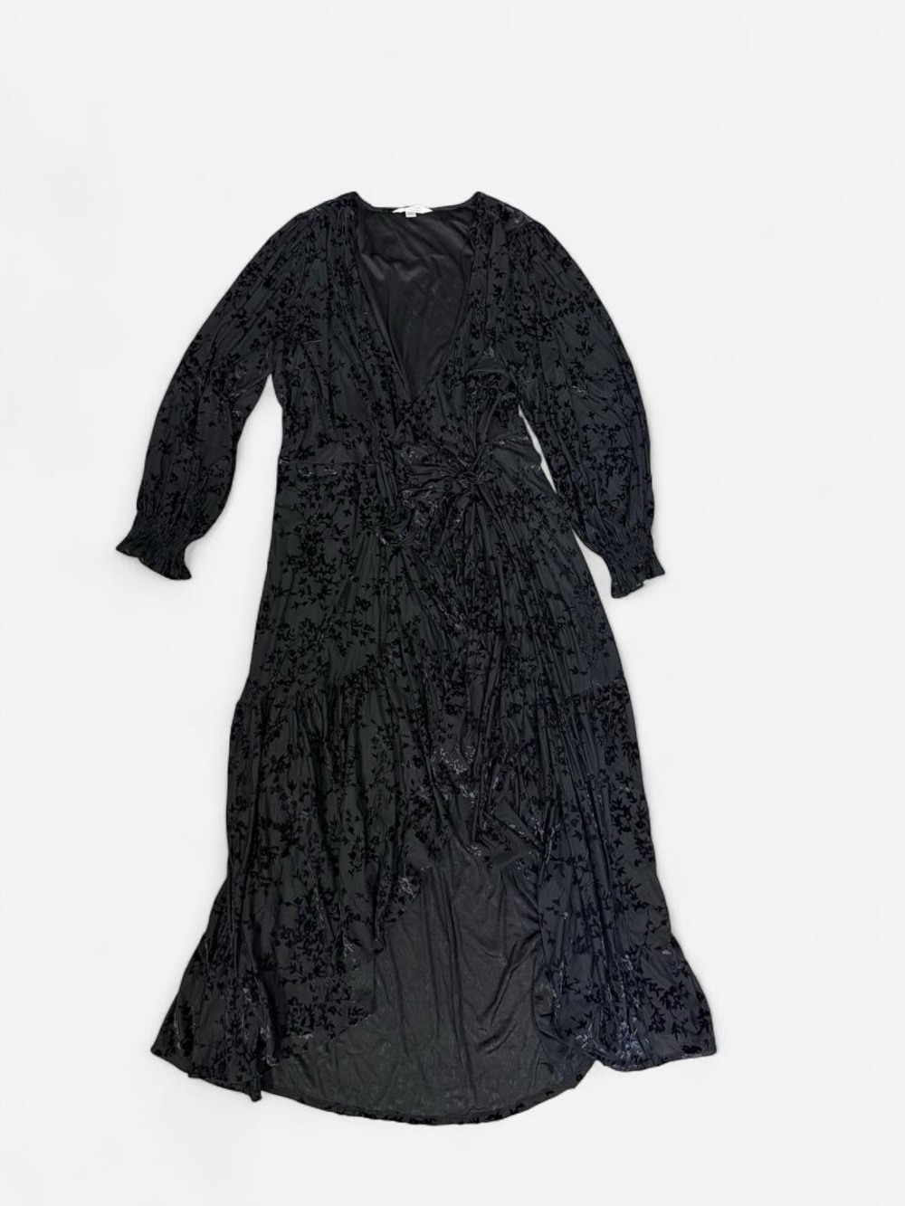 LC Lauren Conrad Black Floral Velvet Wrap Maxi Dress